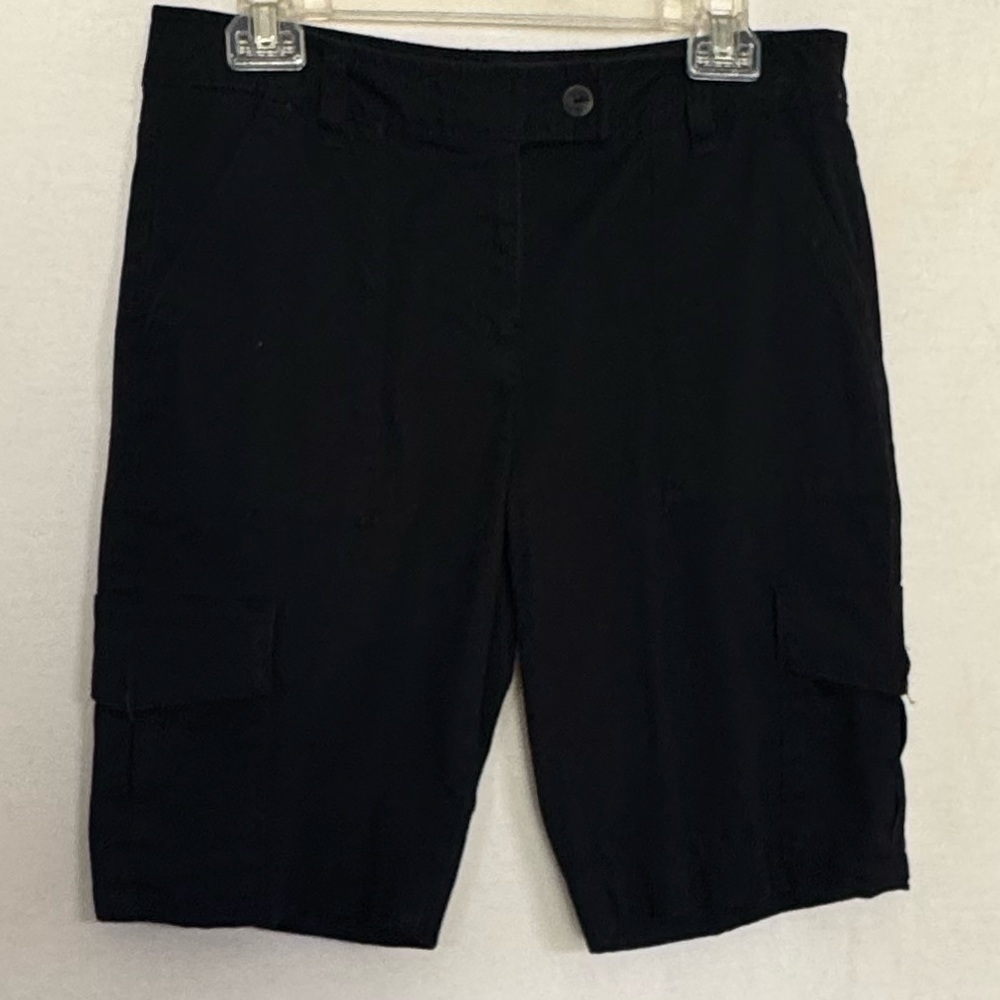 A-50 Rafaella Flat‎ Front Black Cargo Shorts Size 8
